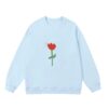 Pixel-Style Red Tulip Pattern Sweatshirt — Light Blue