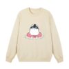 Creative Cat Print Sweatshirt — Beige