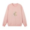 Faux-Embroidery Rabbit Print Pullover Sweatshirt — Pink