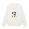 Chic Minimalist Sweatshirt With Puppy Print — White