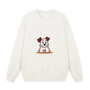 Chic Minimalist Sweatshirt With Puppy Print — White