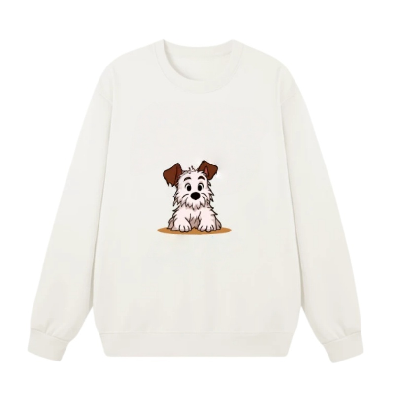 Chic Minimalist Sweatshirt With Puppy Print β White