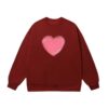 Pink Heart-Print Sweatshirt — Burgundy