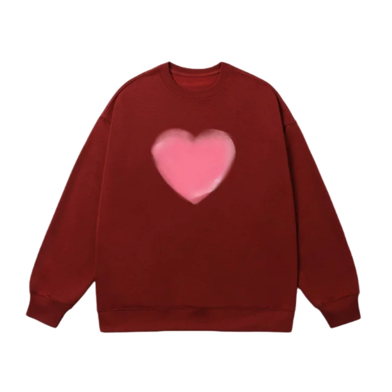 Pink Heart-Print Sweatshirt β Burgundy