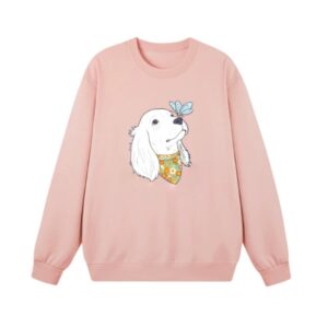 Pink Crewneck Sweatshirt With Cocker Spaniel Print