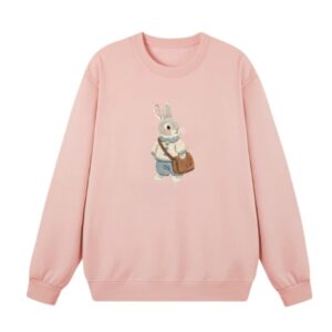 Cute Rabbit Design Pullover Sweatshirt — Pink