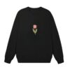 Faux-Embroidered Tulip Print Sweatshirt — Black