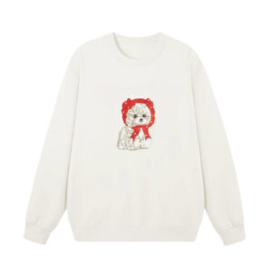 Soft Pure Cotton Sweatshirt With Animal Print – White
