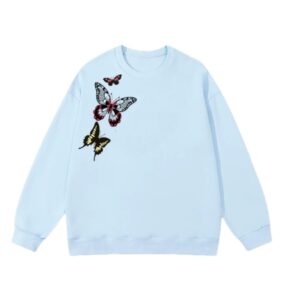 Unique Butterfly-Print Sweatshirt — Blue
