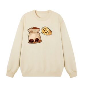 Cookie Graphic Print Crewneck Sweatshirt — Beige